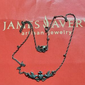 James Avery Rare Retired 2 Doves Heart Cross Necklace 16"